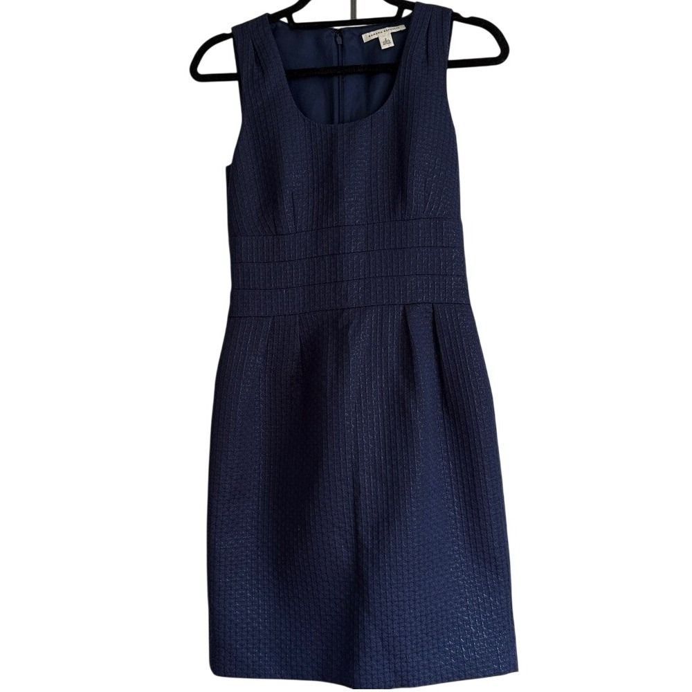 Banana Republic Navy Blue Metallic Jacquard Sleeveless Sheath Dress 884320-00 2